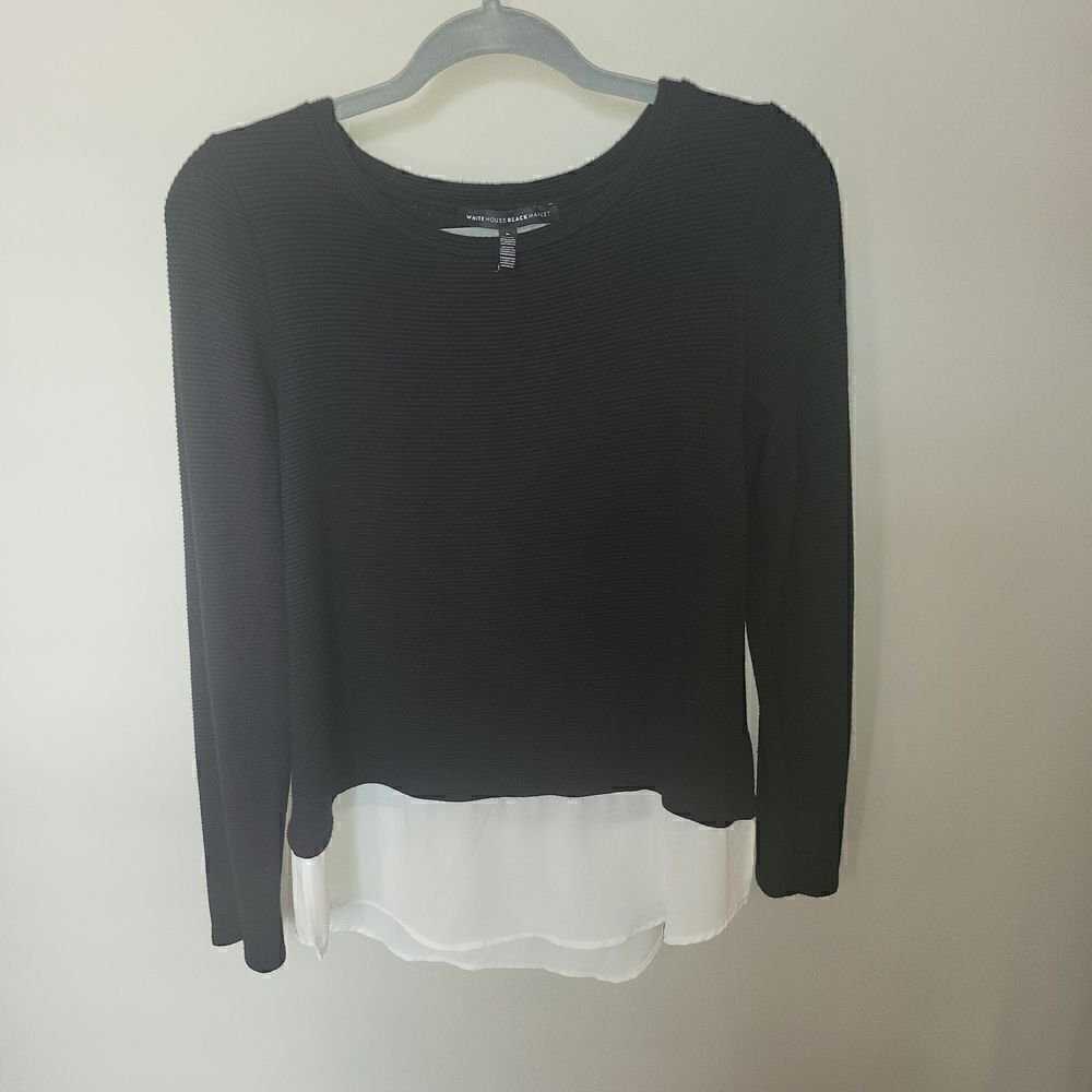 White House Black Market layered look sweater black and white small